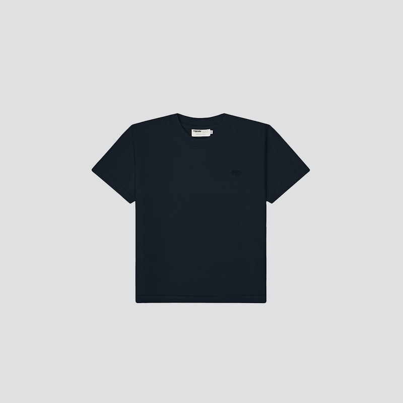 Le Ty-shirt O enfant bleu nuit, T-shirt enfant col rond en coton biologique – vue 1