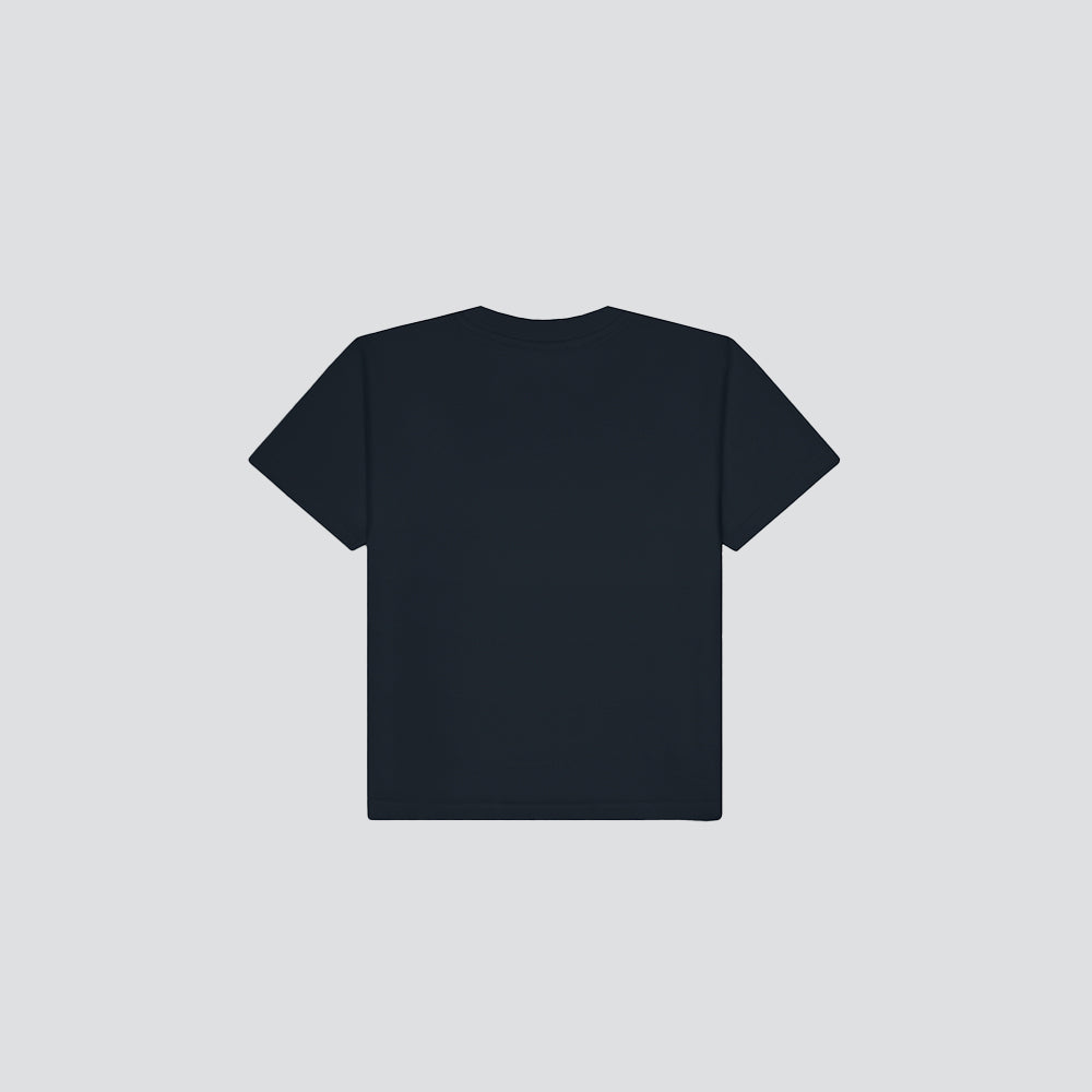 Le Ty-shirt O enfant bleu nuit, T-shirt enfant col rond en coton biologique – vue 2
