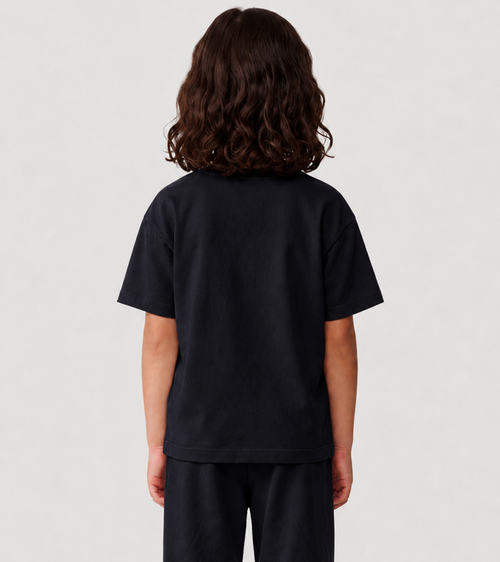 Le Ty-shirt O enfant bleu nuit, T-shirt enfant col rond en coton biologique – vue 5