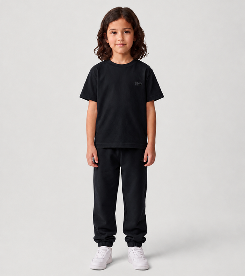 Le Ty-shirt O enfant bleu nuit, T-shirt enfant col rond en coton biologique – vue 7