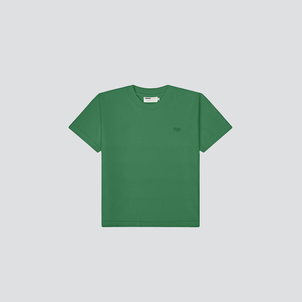Le Ty-shirt O enfant vert émeraude, T-shirt enfant col rond en coton biologique – vue 4