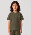 Le Ty-shirt O enfant vert kaki, T-shirt enfant col rond en coton biologique – vue 1