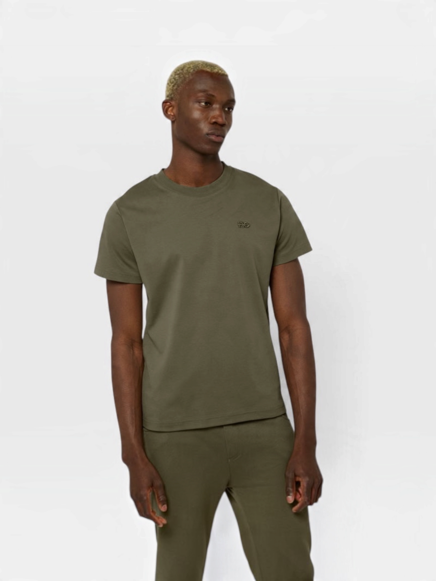 Le Ty-shirt O vert kaki, T-shirt unisexe col rond en coton biologique – vue 1