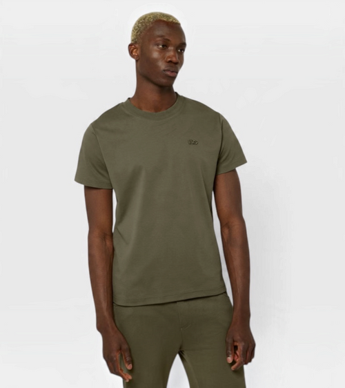 Le Ty-shirt O vert kaki, T-shirt unisexe col rond en coton biologique – vue 1