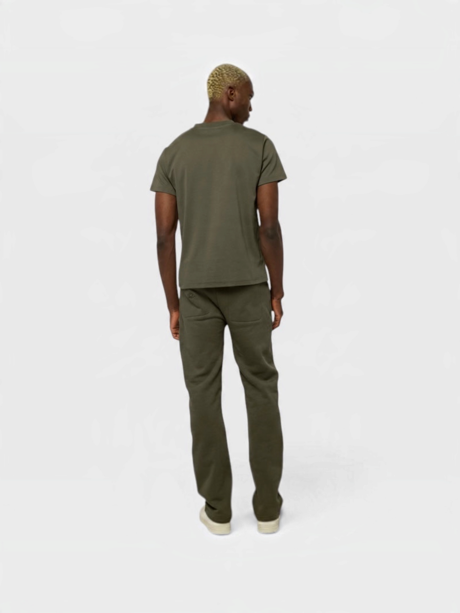 Le Ty-shirt O vert kaki, T-shirt unisexe col rond en coton biologique – vue 4
