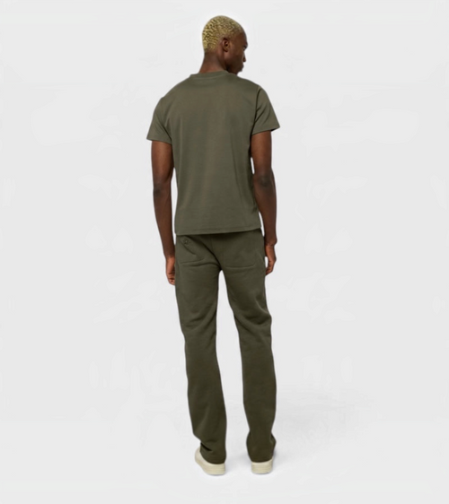 Le Ty-shirt O vert kaki, T-shirt unisexe col rond en coton biologique – vue 4