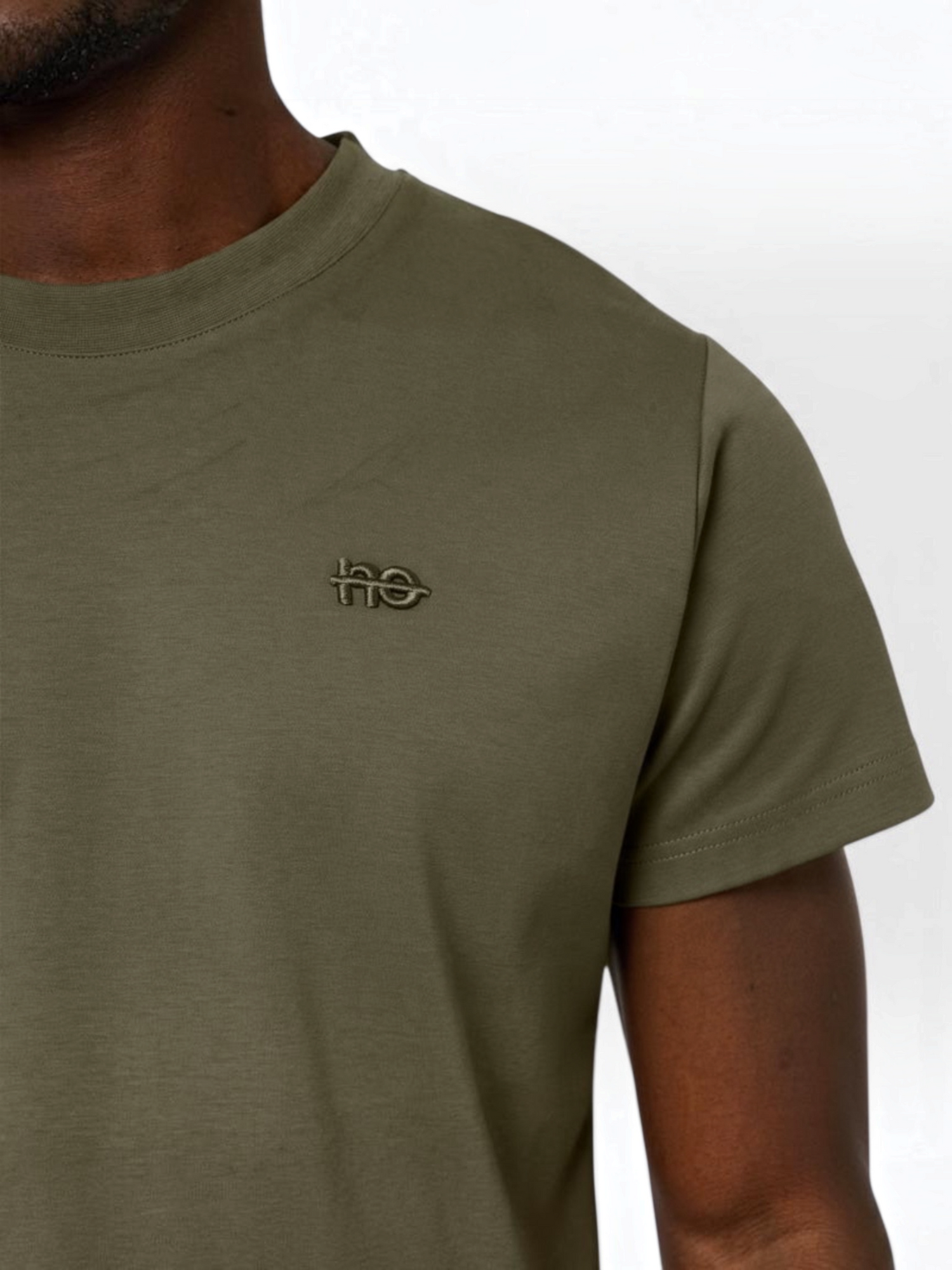 Le Ty-shirt O vert kaki, T-shirt unisexe col rond en coton biologique – vue 6