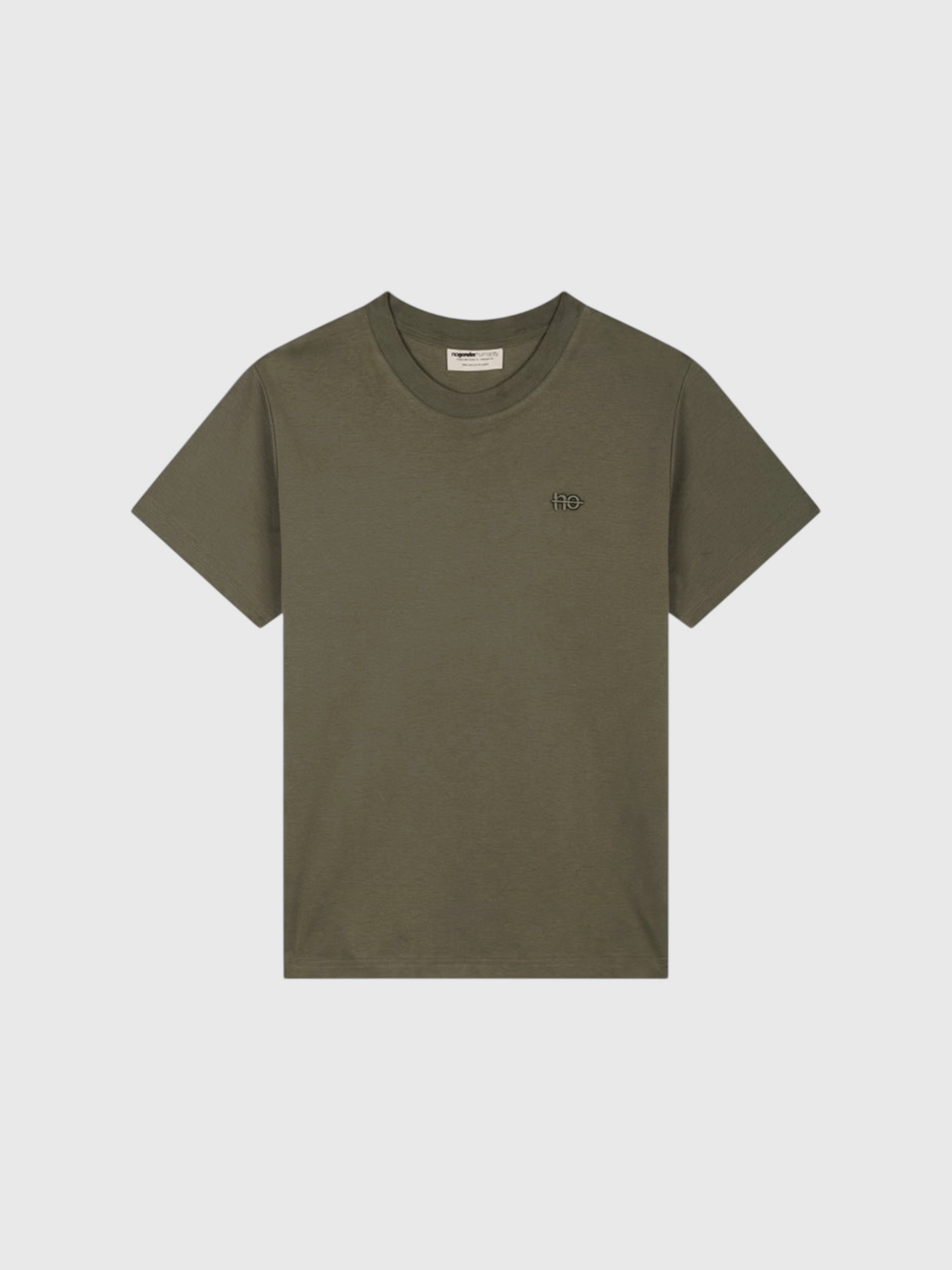 Le Ty-shirt O vert kaki, T-shirt unisexe col rond en coton biologique – vue 7