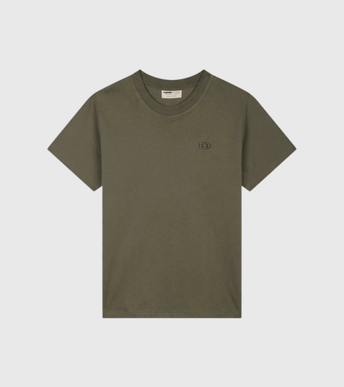 Le Ty-shirt O vert kaki, T-shirt unisexe col rond en coton biologique – vue 7