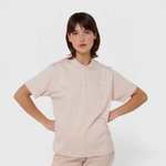 Le Ty-shirt W beige coton, T-shirt unisexe col polo en coton biologique – vue 2