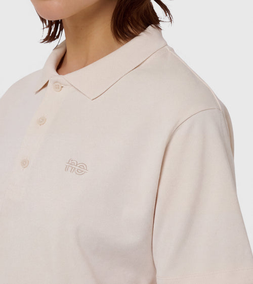 Le Ty-shirt W beige coton, T-shirt unisexe col polo en coton biologique – vue 4