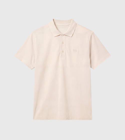 Le Ty-shirt W beige coton, T-shirt unisexe col polo en coton biologique – vue 5