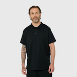 Le Ty-shirt W bleu nuit, T-shirt unisexe col polo en coton biologique – vue 1
