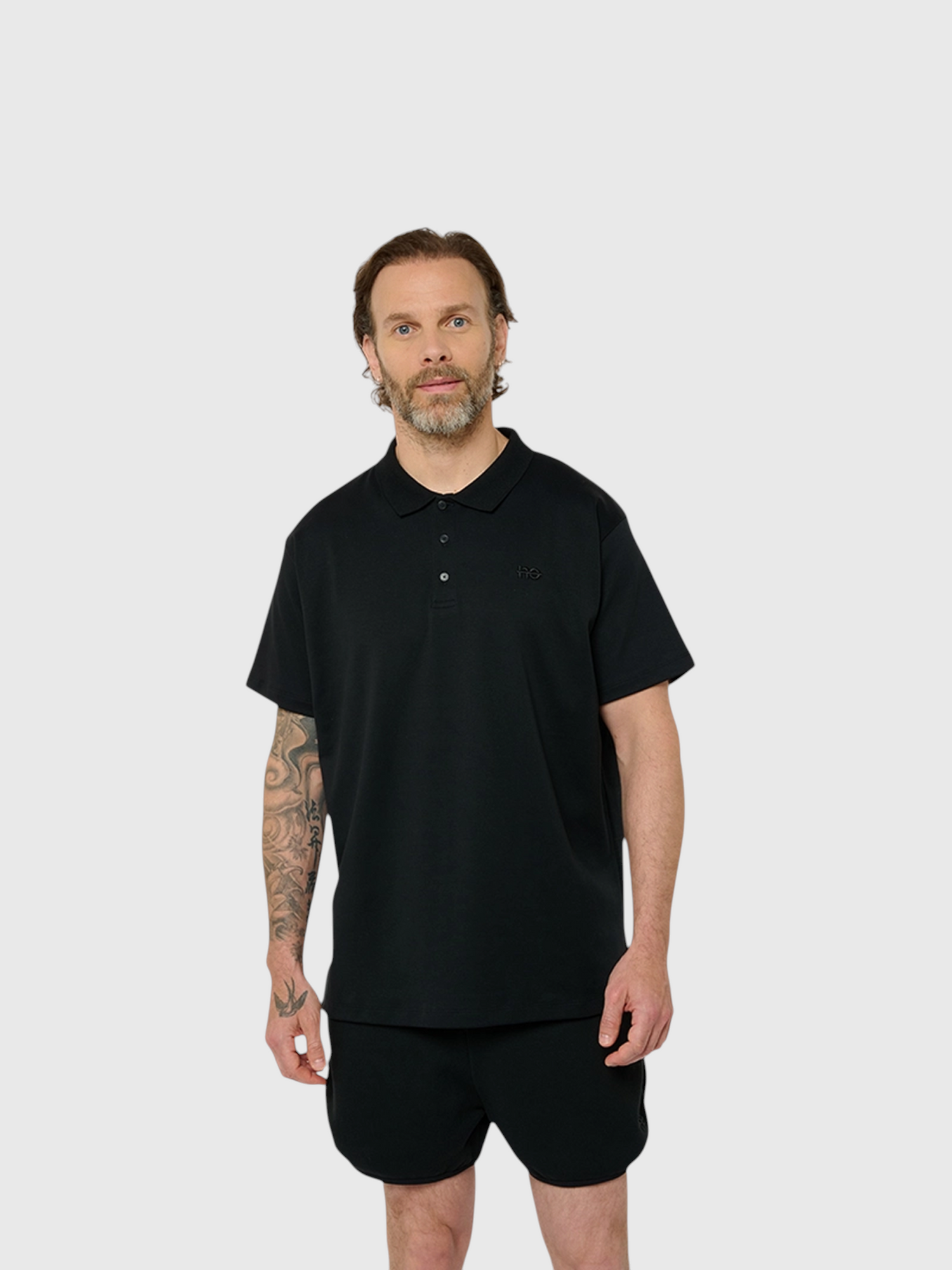Le Ty-shirt W bleu nuit, T-shirt unisexe col polo en coton biologique – vue 1