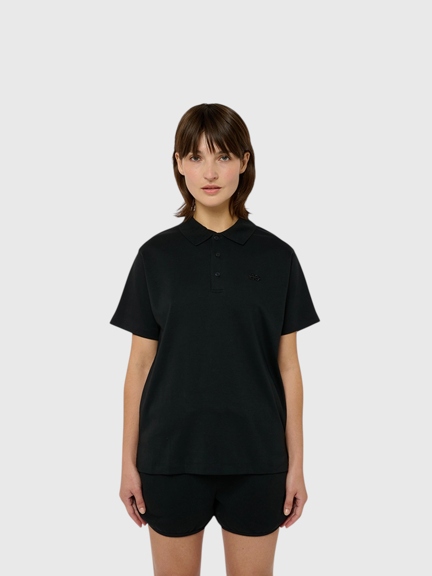 Le Ty-shirt W bleu nuit, T-shirt unisexe col polo en coton biologique – vue 2