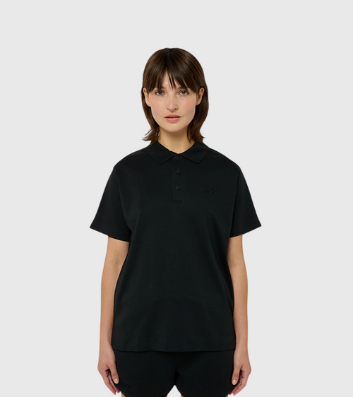 Le Ty-shirt W bleu nuit, T-shirt unisexe col polo en coton biologique – vue 2