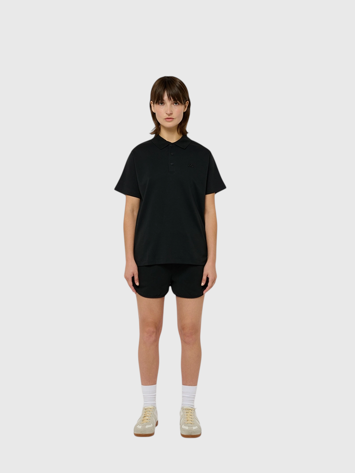 Le Ty-shirt W bleu nuit, T-shirt unisexe col polo en coton biologique – vue 3