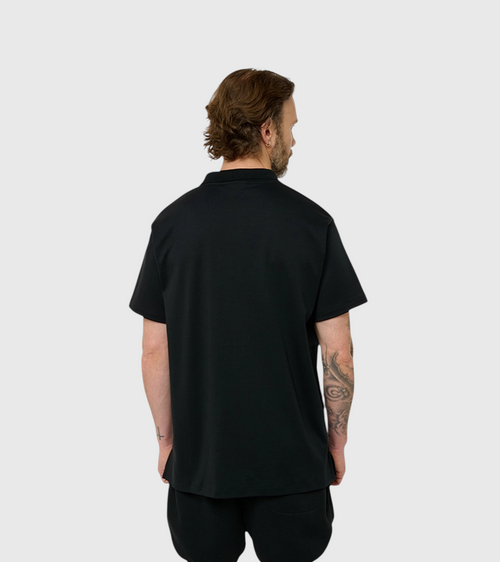 Le Ty-shirt W bleu nuit, T-shirt unisexe col polo en coton biologique – vue 5