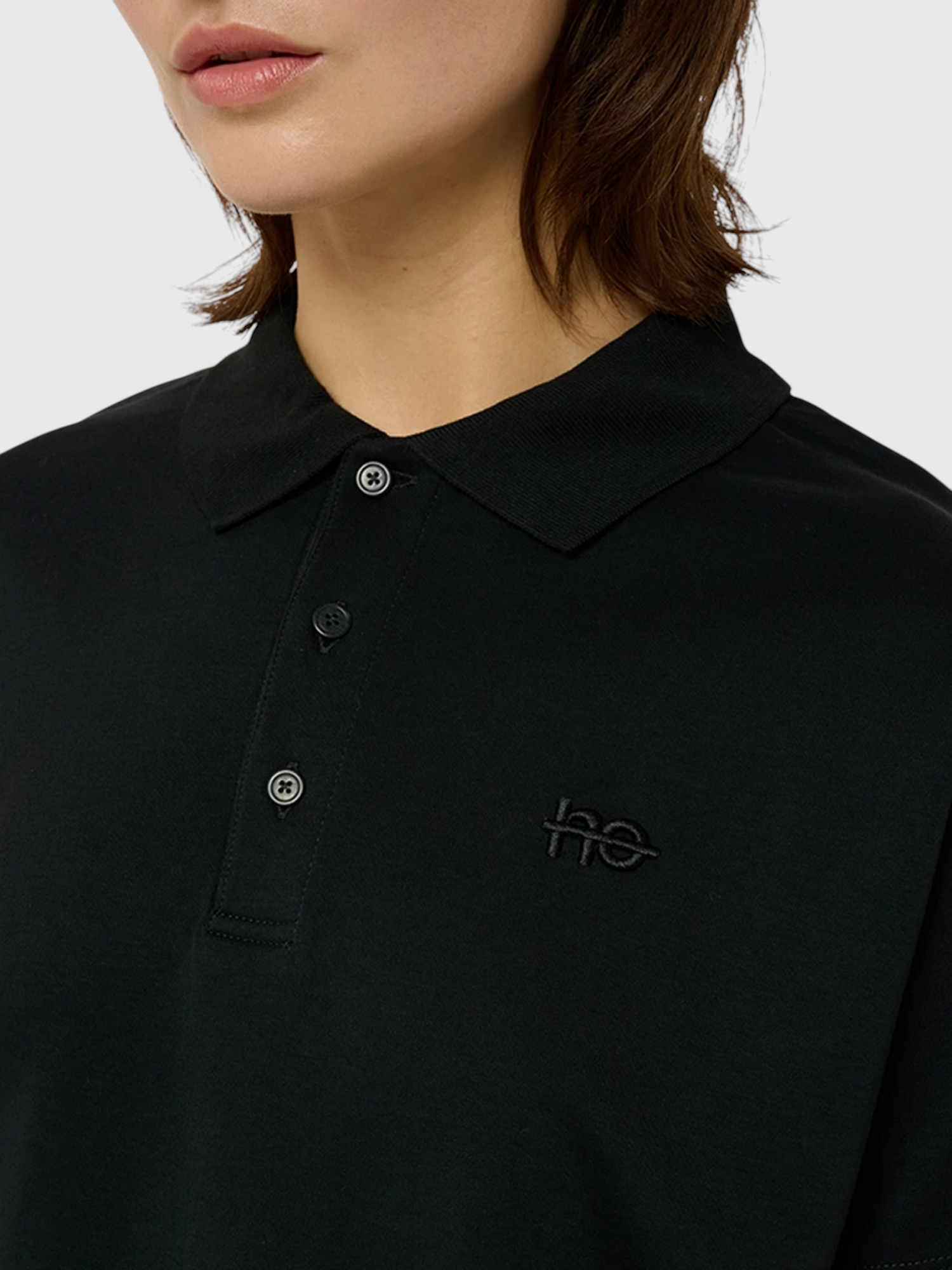 Le Ty-shirt W bleu nuit, T-shirt unisexe col polo en coton biologique – vue 7