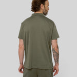 Le Ty-shirt W vert kaki, T-shirt unisexe col polo en coton biologique – vue 2