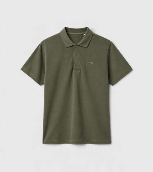 Le Ty-shirt W vert kaki, T-shirt unisexe col polo en coton biologique – vue 6
