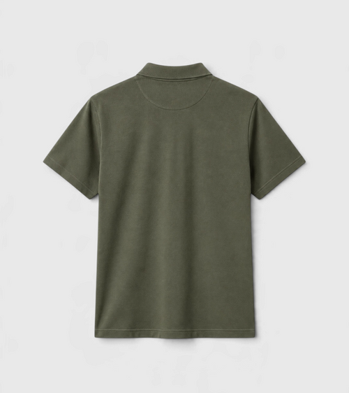 Le Ty-shirt W vert kaki, T-shirt unisexe col polo en coton biologique – vue 7